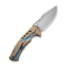 WEKNIFE Swiftfin Flipper & Thumb Hole Knife Golden / Blue Titanium Handle With Blue Holes (3.8" Hand Rubbed Satin CPM 20CV Blade) WE23051 - 4