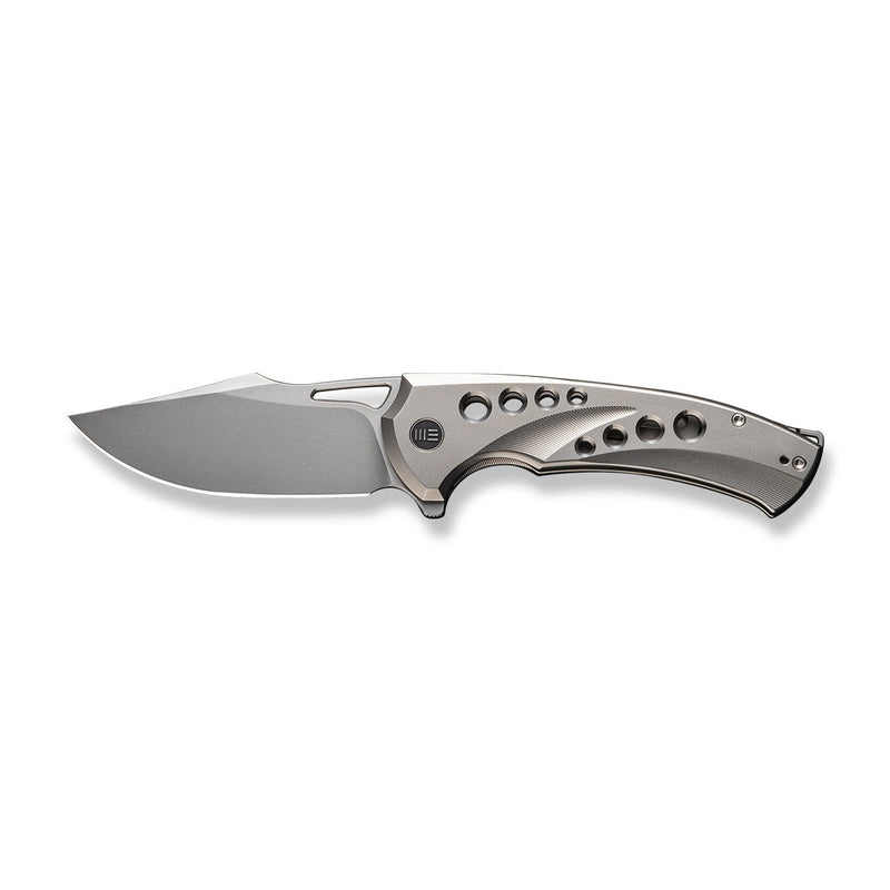 WEKNIFE Swiftfin Flipper & Thumb Hole Knife Polished Bead Blasted Titanium Handle With Satin Holes (3.8" Polished Bead Blasted CPM 20CV Blade) WE23051 - 2