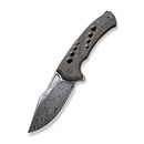 WEKNIFE Swiftfin Flipper & Thumb Hole Knife Tiger Stripe Pattern Flamed Titanium Handle With Satin Holes (3.8" Thor Damasteel Blade) WE23051 - DS1