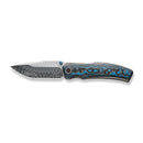 WEKNIFE Swordfin Front Flipper & Thumb Stud Knife Arctic Storm Fat Carbon Fiber Handle Polished Bead Blasted Titanium Liner (3.28" Hugin Damasteel Blade) WE23067-DS1