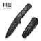 WEKNIFE Sylox Flipper & Button Lock Knife Black Titanium Handle With Aluminum Foil Carbon Fiber Inlay (3.8" Black Stonewashed Bevels, Black Brushed Flats Bohler M390 Blade) WE24027 - 1