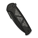 WEKNIFE Sylox Flipper & Button Lock Knife Black Titanium Handle With Aluminum Foil Carbon Fiber Inlay (3.8" Black Stonewashed Bevels, Black Brushed Flats Bohler M390 Blade) WE24027 - 1