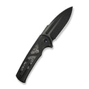 WEKNIFE Sylox Flipper & Button Lock Knife Black Titanium Handle With Aluminum Foil Carbon Fiber Inlay (3.8" Black Stonewashed Bevels, Black Brushed Flats Bohler M390 Blade) WE24027 - 1