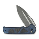 WEKNIFE Sylox Flipper & Button Lock Knife Blue Titanium Handle With Shredded Carbon Fiber Inlay (3.8" Gray Stonewashed Bohler M390 Blade, Satin Flat) WE24027 - 2