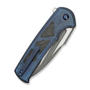 WEKNIFE Sylox Flipper & Button Lock Knife Blue Titanium Handle With Shredded Carbon Fiber Inlay (3.8" Gray Stonewashed Bohler M390 Blade, Satin Flat) WE24027 - 2