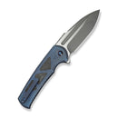 WEKNIFE Sylox Flipper & Button Lock Knife Blue Titanium Handle With Shredded Carbon Fiber Inlay (3.8" Gray Stonewashed Bohler M390 Blade, Satin Flat) WE24027 - 2