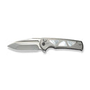 WEKNIFE Sylox Flipper & Button Lock Knife Gray Titanium Handle With Mother of Pearl Inlay (3.8" Hand Polished Satin Bohler M390 Blade) WE24027 - 4