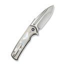 WEKNIFE Sylox Flipper & Button Lock Knife Gray Titanium Handle With Mother of Pearl Inlay (3.8" Hand Polished Satin Bohler M390 Blade) WE24027 - 4