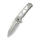 WEKNIFE Sylox Flipper & Button Lock Knife Gray Titanium Handle With Mother of Pearl Inlay (3.8" Hand Polished Satin Bohler M390 Blade) WE24027 - 4