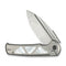 WEKNIFE Sylox Flipper & Button Lock Knife Gray Titanium Handle With Mother of Pearl Inlay (3.8" Hand Polished Satin Bohler M390 Blade) WE24027 - 4