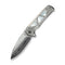 WEKNIFE Sylox Flipper & Button Lock Knife Polished Bead Blasted Titanium Handle With Mother of Pearl Inlay (3.8" Hugin Damasteel Blade) WE24027 - DS1