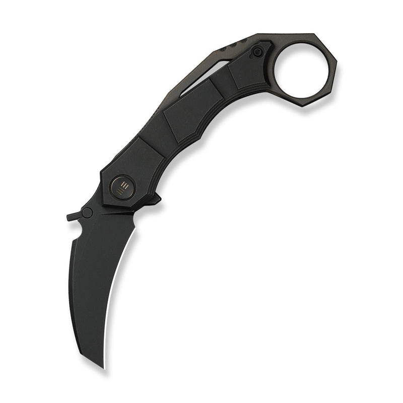 WEKNIFE Tayra Flipper Knife Black Titanium Handle (2.95" Black Stonewashed Bohler M390 Blade) WE24069 Sample2