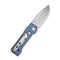 WEKNIFE Tyro Superlock Knife Blue Titanium Handle (2.91" Stonewashed CPM 20CV Blade) WE24001 - 4, With An Extra Pivot Screw