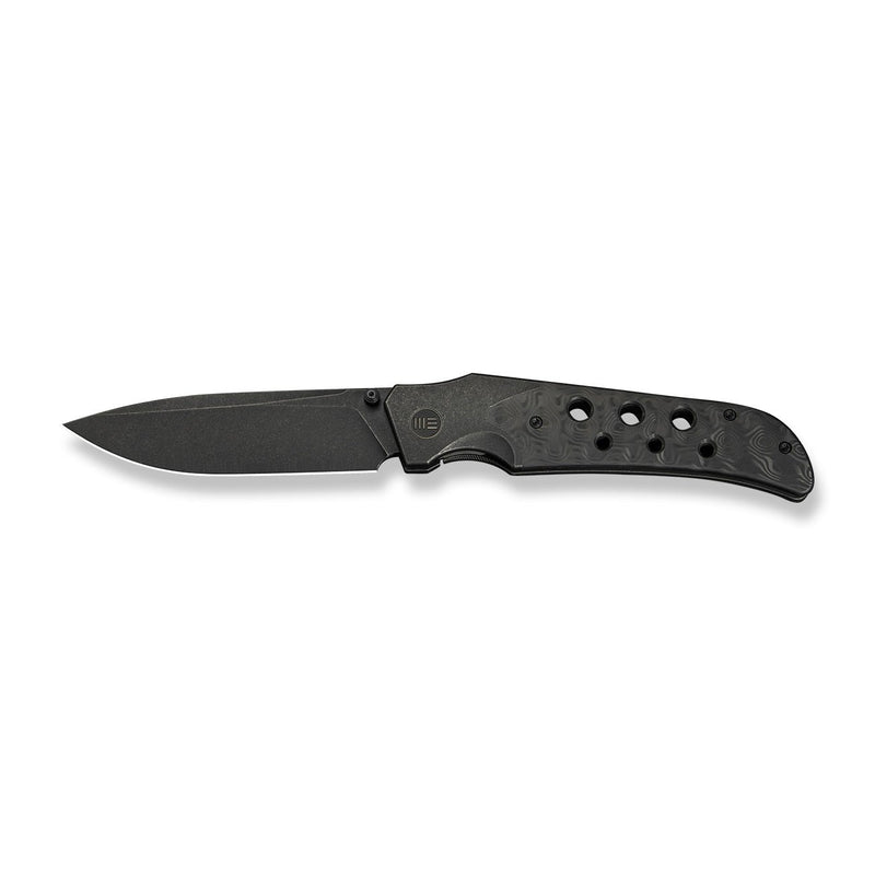 WEKNIFE WE - Guthrie Thumb Stud & Front Flipper Knife Black Titanium Handle With Rose Carbon Fiber Inlay (3.94" Black Stonewashed CPM 20CV Blade) WE23072B - 1