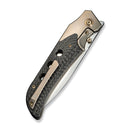 WEKNIFE WE - Guthrie Thumb Stud & Front Flipper Knife Champagne Titanium Handle With Twill Carbon Fiber Inlay (3.94" Hand Rubbed Satin CPM 20CV Blade) WE23072B - 2