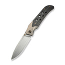 WEKNIFE WE - Guthrie Thumb Stud & Front Flipper Knife Champagne Titanium Handle With Twill Carbon Fiber Inlay (3.94" Hand Rubbed Satin CPM 20CV Blade) WE23072B - 2