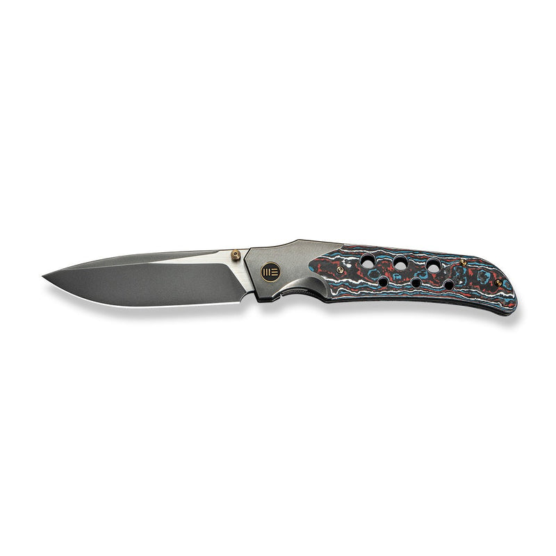 WEKNIFE WE - Guthrie Thumb Stud & Front Flipper Knife Polished Gray Titanium Handle With Nebula Fat Carbon Fiber Inlay (3.94" Polished Gray CPM 20CV Blade, Satin Flat) WE23072B - 3