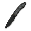 WEKNIFE Winsome Thumb Stud & Front Flipper Knife Black Titanium Handle With Layered Gray G10 and Rose Pattern Carbon Fiber Inlay (3.74" Black Stonewashed Bohler M390 Blade) WE23092 - 1