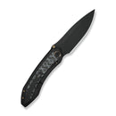 WEKNIFE Winsome Thumb Stud & Front Flipper Knife Black Titanium Handle With Layered Gray G10 and Rose Pattern Carbon Fiber Inlay (3.74" Black Stonewashed Bohler M390 Blade) WE23092 - 1