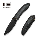 WEKNIFE Winsome Thumb Stud & Front Flipper Knife Black Titanium Handle With Layered Gray G10 and Rose Pattern Carbon Fiber Inlay (3.74" Black Stonewashed Bohler M390 Blade) WE23092 - 1