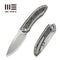 WEKNIFE Winsome Thumb Stud & Front Flipper Knife Gray Titanium Handle With Aluminum Foil Carbon Fiber Inlay (3.74" Hand Rubbed Satin Bohler M390 Blade) WE23092 - 2