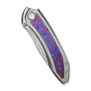 WEKNIFE Winsome Thumb Stud & Front Flipper Knife Polished Bead Blasted Titanium Handle With Timascus Inlay (3.74" Fafnir Damasteel Blade) WE23092 - DS1