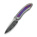 WEKNIFE Winsome Thumb Stud & Front Flipper Knife Polished Bead Blasted Titanium Handle With Timascus Inlay (3.74" Fafnir Damasteel Blade) WE23092 - DS1