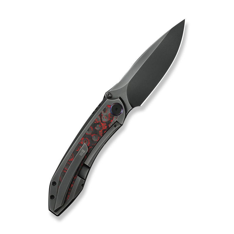 WEKNIFE Winsome Thumb Stud & Front Flipper Knife Polished Gray Titanium Handle With Lava Flow Fat Carbon Fiber Inlay (3.74" Polished Gray Bohler M390 Blade) WE23092 - 4