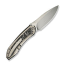 WEKNIFE Winsome Thumb Stud Knife Polished Bead Blasted Titanium Handle With Black & White Aluminum Foil Carbon Fiber Inlay (3.74" Hand Rubbed Satin Bohler M390 Blade) WE23092 Sample2