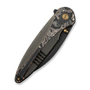 WEKNIFE Zenthra Flipper & Thumb Stud Knife Bronze / Black Titanium Handle With Copper Foil Carbon Fiber Inlay (3.3" Black Stonewashed Bohler M390 Blade) WE24021C - 3