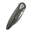 WEKNIFE Zenthra Flipper & Thumb Stud Knife Gray Titanium Handle With Twill Carbon Fiber Inlay (3.3" Gray Stonewashed Bohler M390 Blade, Satin Flat) WE24021C - 2