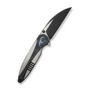 WEKNIFE Zenthra Flipper & Thumb Stud Knife Satin / Black Titanium Handle With Shredded Carbon Fiber Inlay (3.3" Black Stonewashed Bohler M390 Blade, Satin Flat) WE24021C - 1