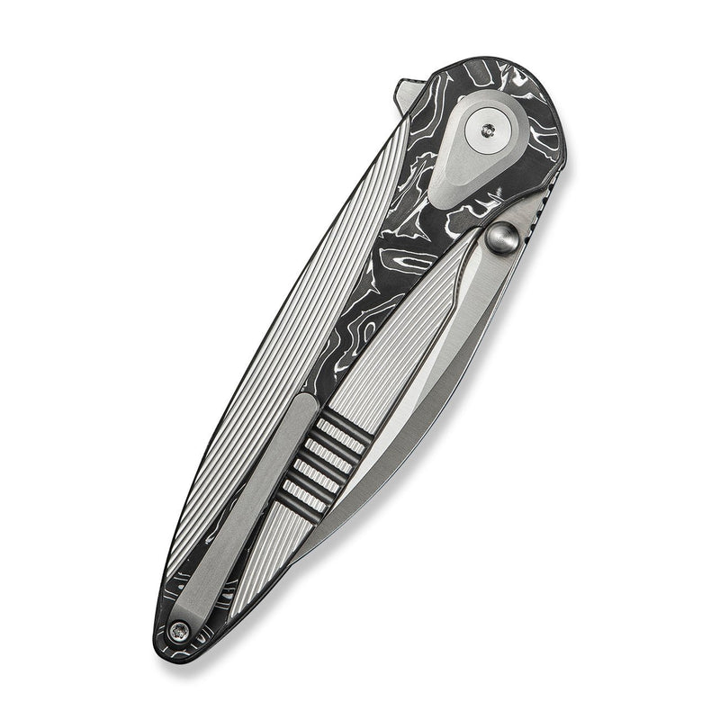 WEKNIFE Zenthra Flipper & Thumb Stud Knife Satin / Gray Titanium Handle With Aluminum Foil Carbon Fiber Inlay (3.3" Satin Finished Bohler M390 Blade) WE24021C - 4