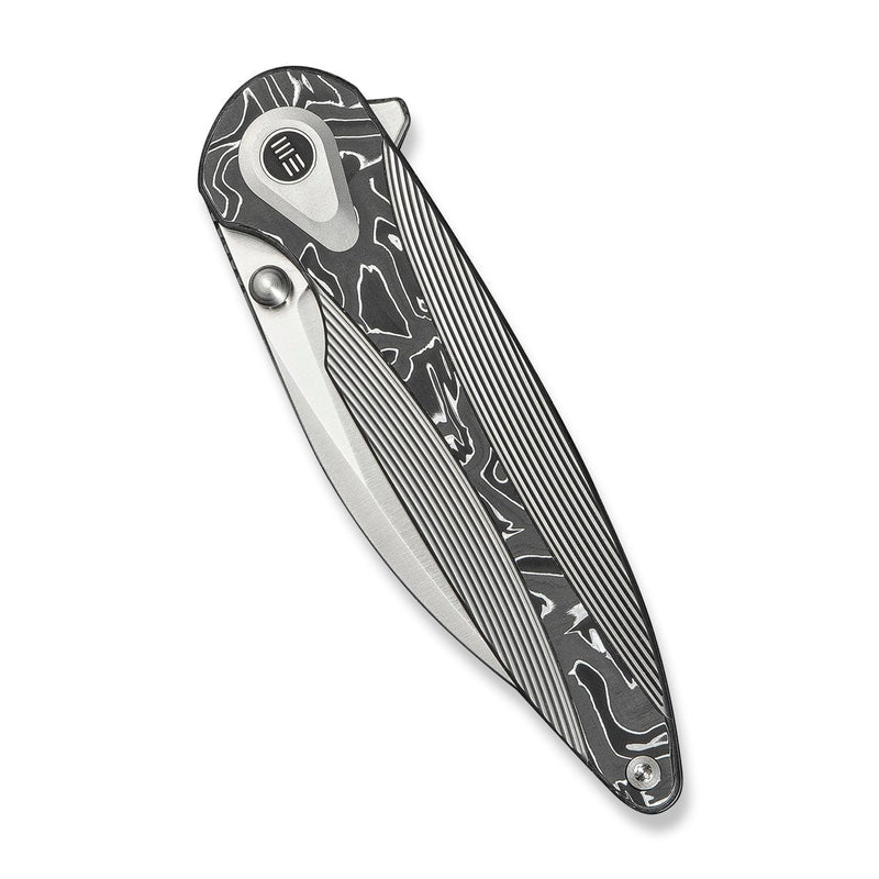 WEKNIFE Zenthra Flipper & Thumb Stud Knife Satin / Gray Titanium Handle With Aluminum Foil Carbon Fiber Inlay (3.3" Satin Finished Bohler M390 Blade) WE24021C - 4