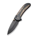 WEKNIFE Zizzit Flipper & Thumb Stud & Button Lock Knife Black Titanium Handle With Copper Foil Carbon Fiber Inlay (3.8" Black Stonewashed CPM 20CV Blade) WE23031-1