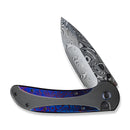 WEKNIFE Zizzit Flipper & Thumb Stud & Button Lock Knife Black Titanium Handle With Timascus Inlay (3.8" Thor Damasteel Blade) WE23031-DS1