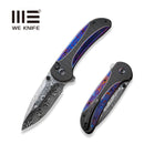 WEKNIFE Zizzit Flipper & Thumb Stud & Button Lock Knife Black Titanium Handle With Timascus Inlay (3.8" Thor Damasteel Blade) WE23031-DS1