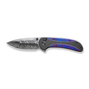 WEKNIFE Zizzit Flipper & Thumb Stud & Button Lock Knife Black Titanium Handle With Timascus Inlay (3.8" Thor Damasteel Blade) WE23031-DS1