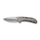 WEKNIFE Zizzit Flipper & Thumb Stud & Button Lock Knife Polished Bead Blasted Titanium Handle With Aluminum Foil Carbon Fiber Inlay (3.8" Polished Bead Blasted CPM 20CV Blade) WE23031-2