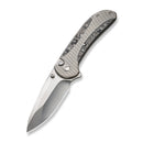 WEKNIFE Zizzit Flipper & Thumb Stud & Button Lock Knife Polished Bead Blasted Titanium Handle With Aluminum Foil Carbon Fiber Inlay (3.8" Polished Bead Blasted CPM 20CV Blade) WE23031-2