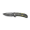 WEKNIFE Zizzit Flipper & Thumb Stud & Button Lock Knife Polished Gray Titanium Handle With Toxic Storm Fat Carbon Fiber Inlay (3.8" Polished Gray CPM 20CV Blade) WE23031-4