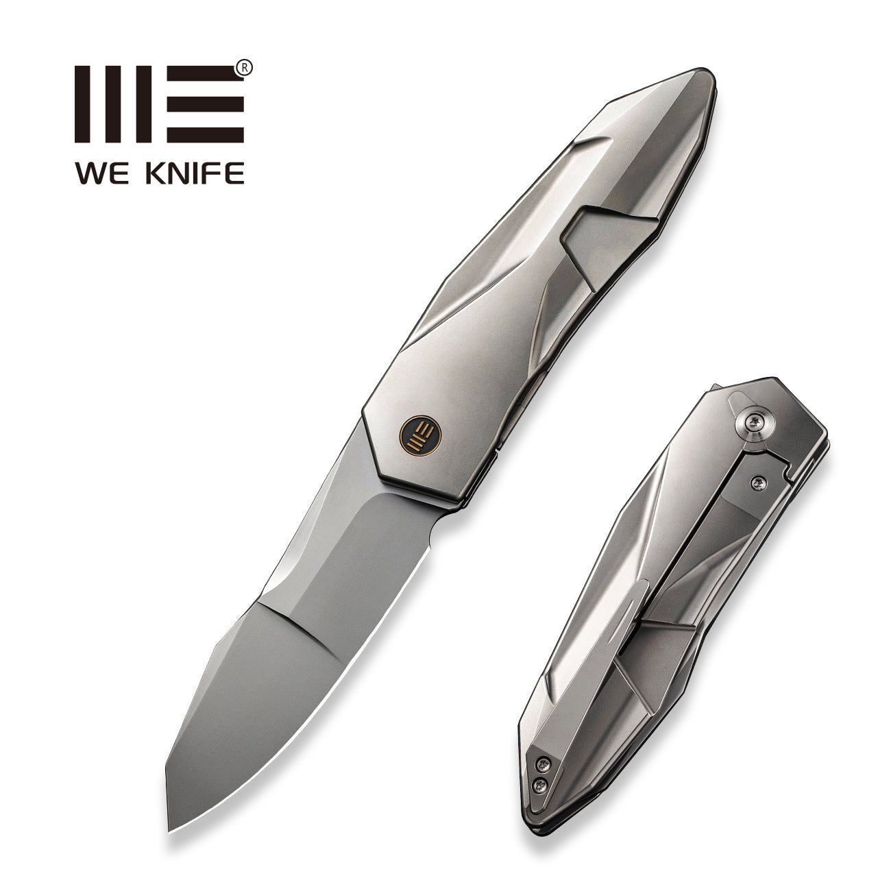 WEKNIFE Solid Flipper Knife Titanium Handle (3.88