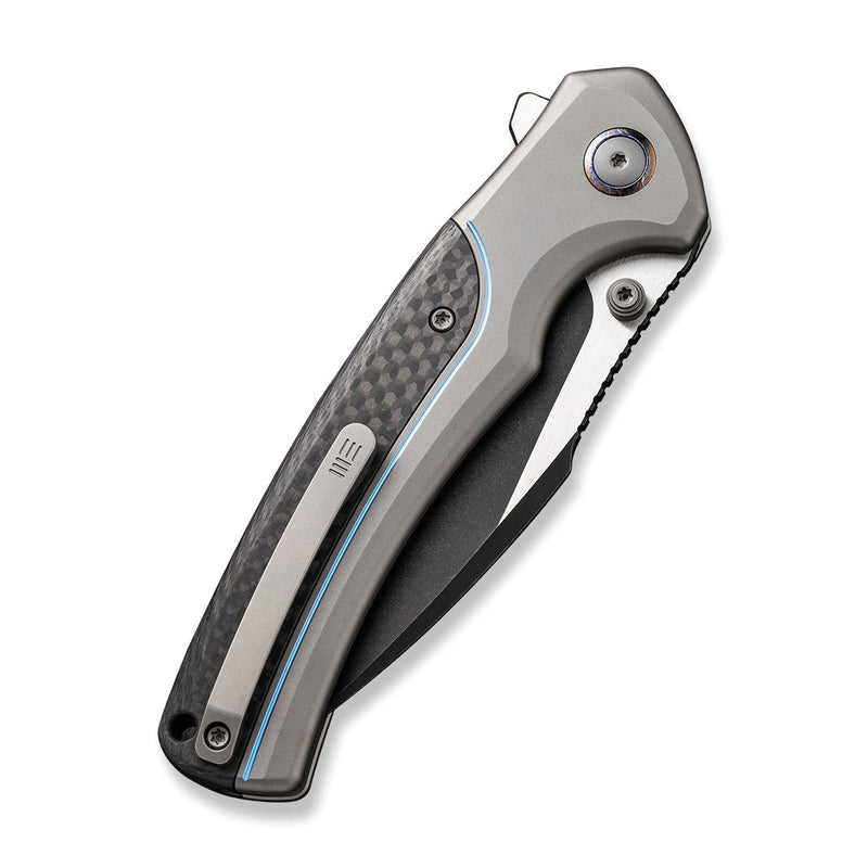 WEKNIFE Ziffius Flipper We Titanium Knife Fiber & Handle CPM Carbon – 20CV & Stud Thumb Lock & Knife Button